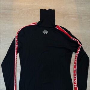 Harley Davidson Black & Red Y2K Turtle Neck Pullover Sweater. Women's - Size L